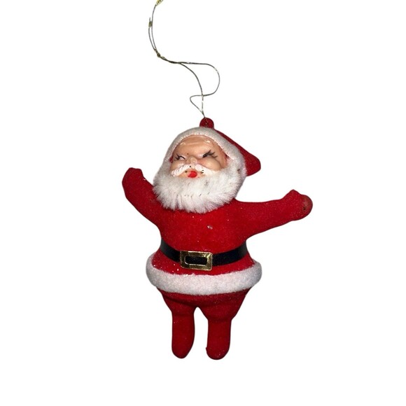 Vintage 4” Flocked Santa Claus Christmas Ornament - Picture 9 of 10